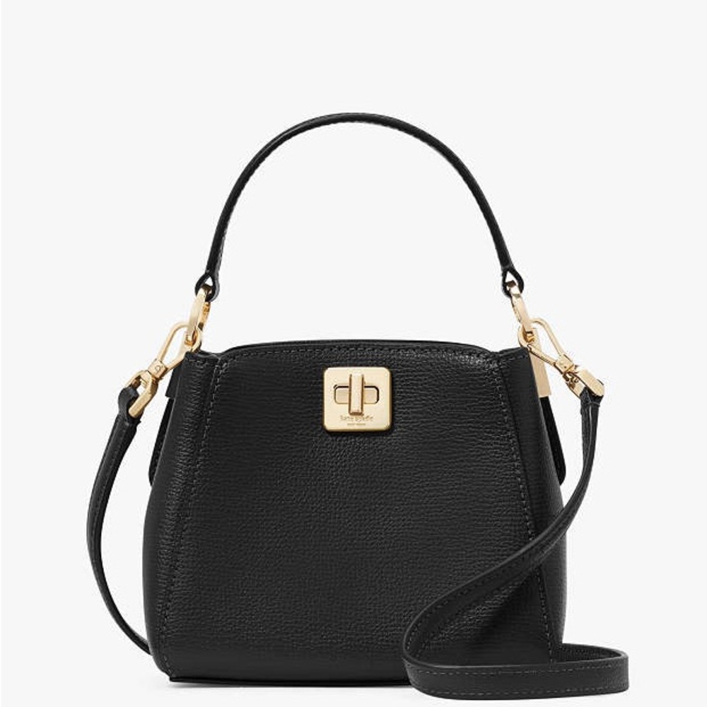 Kate Spade Black Leather Phoebe Mini Top Handle Crissbody Handbag